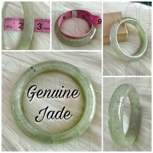 1/2" Jade bangle bracelet BEAUTIFUL neutral & light greens semi-opaque